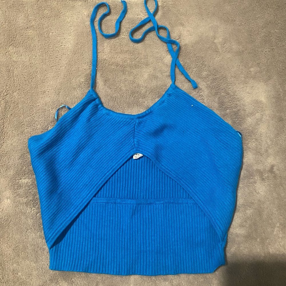 Bright Blue Garage Peekaboo Crop Top